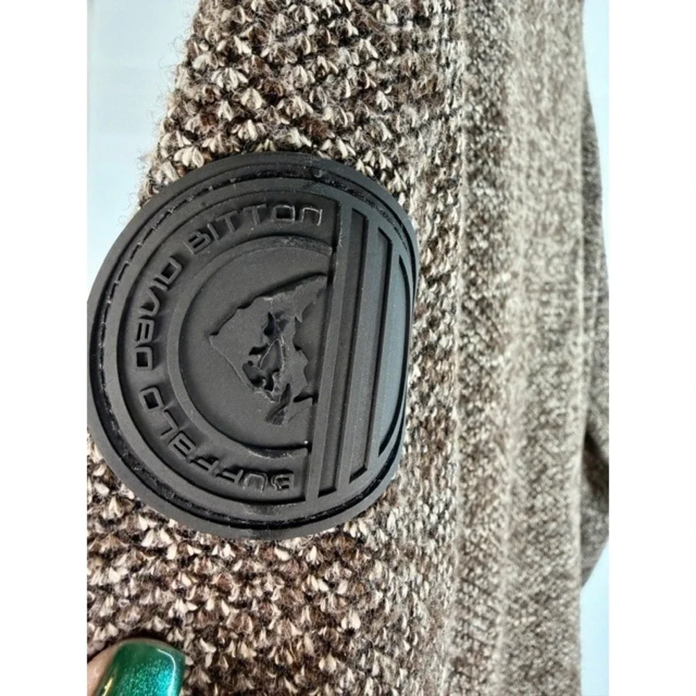 Buffalo David Bitton Men M Brown Marled Full Zip Sweater Fleece Lined Cabin Core
